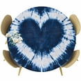thumbnail image 1 of Blue Love Heart Round Tablecloth 36-44 Inch Round Fitted Table Cloth with Elastic Edge, Boho Ethnic Modern Funny Tie Dye Art Waterproof Table Cover Protector for Outdoor Picnic Party Dining, 1 of 6
