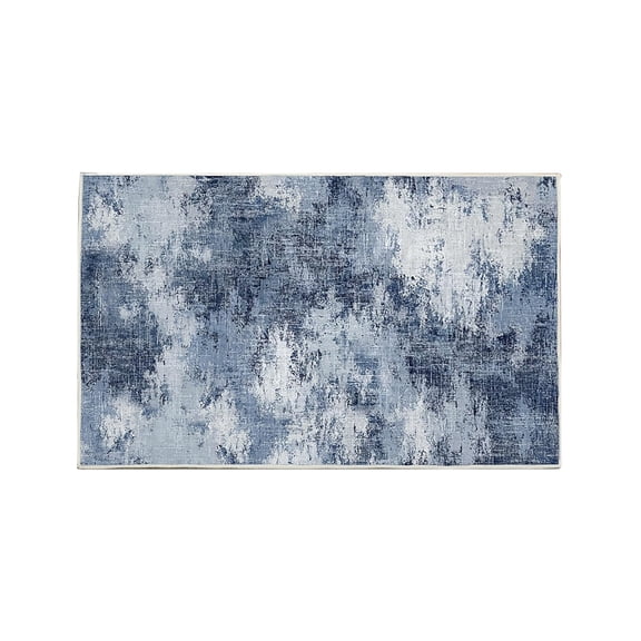 Blue Low Pile Tie Dye Bathroom Rug Non Slip Absorbent Bath Mat With Tpr Backing Machine Washable For Entryway Living Room Laundry Room Floor Decor 20X30 Inch