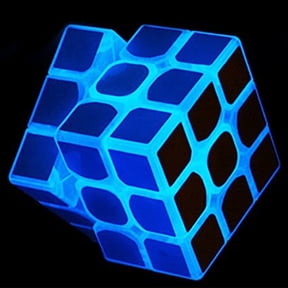 Blue Luminous Speed Cube 3x3x3 Glow in Dark Magic Cube Puzzle Toy Fluorescent Speed Cube 3-D Brain Teasers IQ Puzzles for Kids and Adults