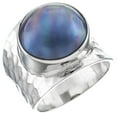 thumbnail image 1 of Blue Mabe Cultured Pearl Bali Handmade Hammered 925 Sterling Silver Ring, 1 of 3
