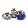 thumbnail image 1 of Handcrafted Yellow Terracotta Pots for Home Decor - Set of 3 - Warli Hand Painting, 1 of 3
