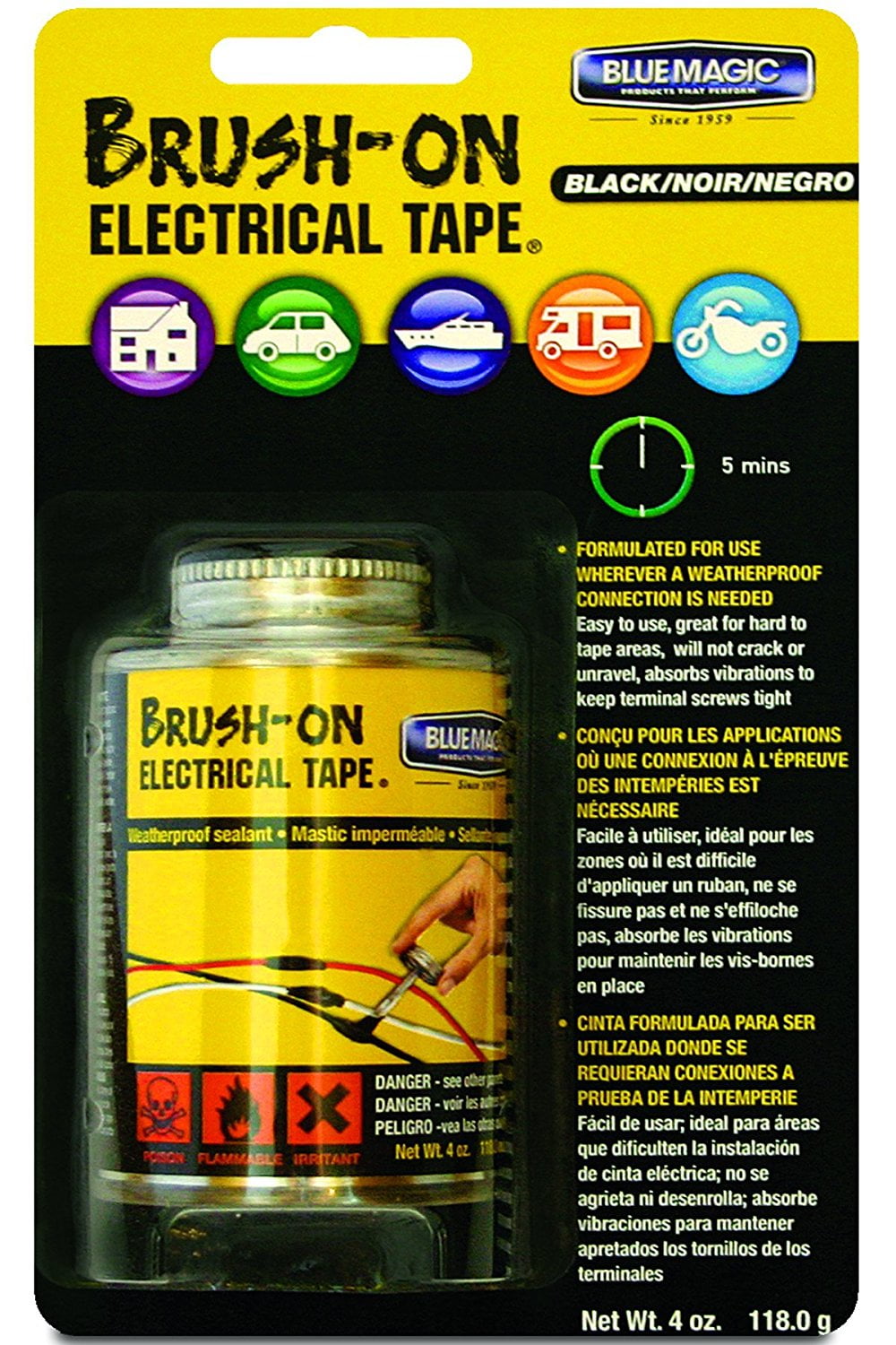 Blue Magic BOT55TRI-12PK Brush-On Electric Tape - 4 oz., (Pack of 12)