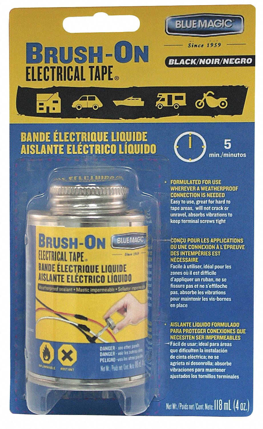 Blue Magic Brush On Electrical Tape,Black,4 Oz BOT55TRI