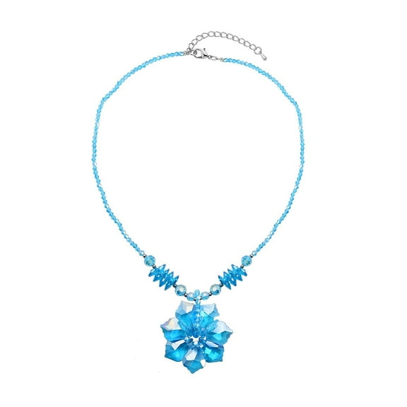 Shop LC Blue Magic Glass Mix Silvertone Beaded Flower Necklace for Women Jewelry for Women Size 20" Birthday Christmas Gifts