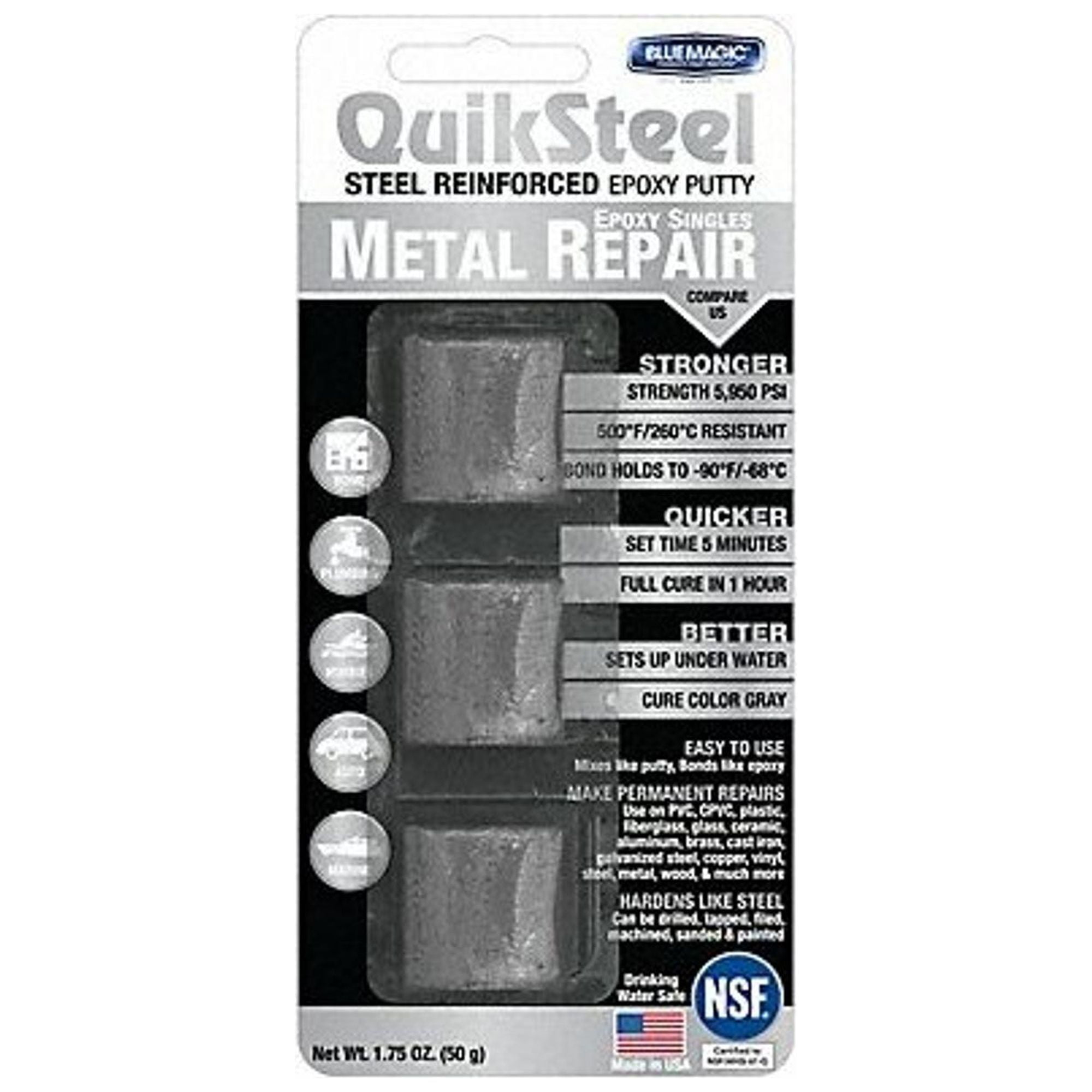 Blue Magic Putty,Quiksteel Epoxy Putty,1 oz 160016