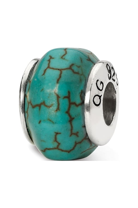 Blue Magnesite Stone Charm .925 Sterling Silver Antique Reflection Beads