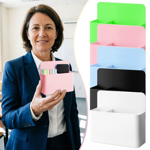 Blue Magnetic Chalk Holder, Marker Pen Organizer Cup, Fridge Whiteboard Locker Storage Box, Office, Dry Erase