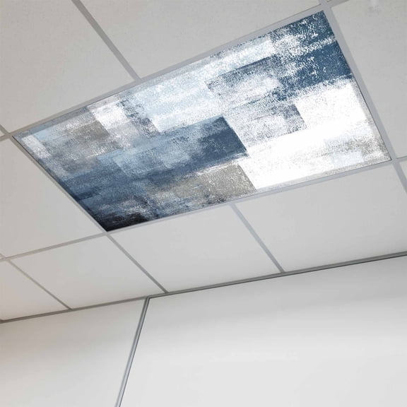 Blue Magnetic Fluorescent Light Covers for Ceiling Lights 2 x 4 Feet, Retro Oil Painted Modern Abstract Art Office Classroom Kitchen Drop Ceiling Light Covers Lighting Filters Shade Panel 1 Pack