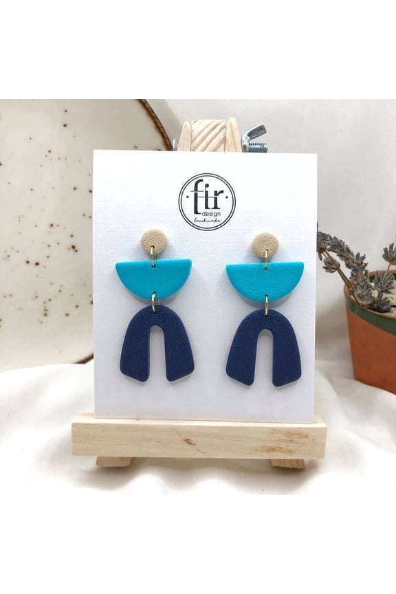 Blue Handmade Polymer Clay Earrings, Lightweight Party Wear Resin Reinforced Earrings, Nickel-Free Fashion Jewelry for Women