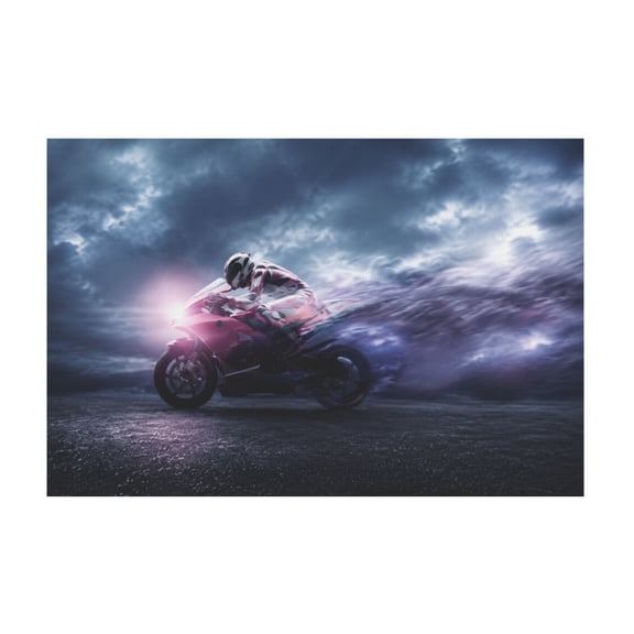 Blue Man Riding Car Canvas Wall Art for Home Modern Decoration 12*18in