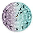 thumbnail image 1 of Blue Mandala Flowers Decorative Round Wall Clock Arabic Numerals Design Non Ticking Wall Clock Large For Bedrooms Bathroom（12 Inch）, 1 of 6