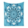 thumbnail image 1 of Blue Mandala Soft Flannel Fleece Blanket, Abstract Exotic Flower Design Psychedelic Fantasy Fractal Art Print, Cozy Plush for Indoor and Outdoor Use, 70" x 90", Pale Blue and White, by Ambesonne, 1 of 6