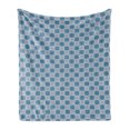 thumbnail image 1 of Blue Mandala Soft Flannel Fleece Blanket, Geometric Rhombus Checkered Pattern with Floral Motifs and Dots Inside, Cozy Plush for Indoor and Outdoor Use, 50" x 70", Blue and Baby Pink, by Ambesonne, 1 of 6