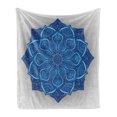 thumbnail image 1 of Blue Mandala Soft Flannel Fleece Throw Blanket, Curvy Illustration Vintage Style Motif, Cozy Plush for Indoor and Outdoor Use, 70" x 90", Dark Blue Pale Blue Dust, by Ambesonne, 1 of 6