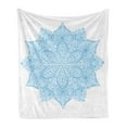 thumbnail image 1 of Blue Mandala Soft Flannel Fleece Throw Blanket, Detailed Floral Single Ornamental Motif Eastern Design Theme, Cozy Plush for Indoor and Outdoor Use, 60" x 80", Pale Blue and White, by Ambesonne, 1 of 6