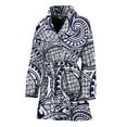 thumbnail image 1 of Blue Maori Polynesian Tribal Women Bathrobe One Size Univeral Fits, Polynesian Maori Traditional Fashion Lightweight Plush Fleece Long Robe For Women, 1 of 3
