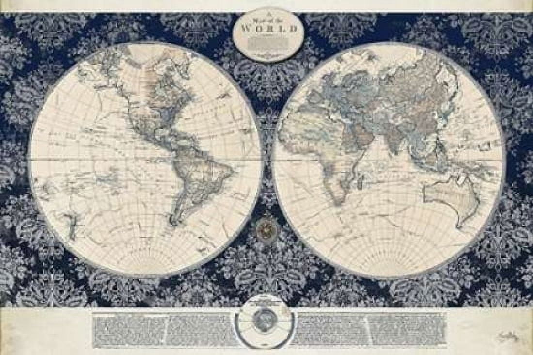 Blue Map of the World Canvas Art - Elizabeth Medley (12 x 18)