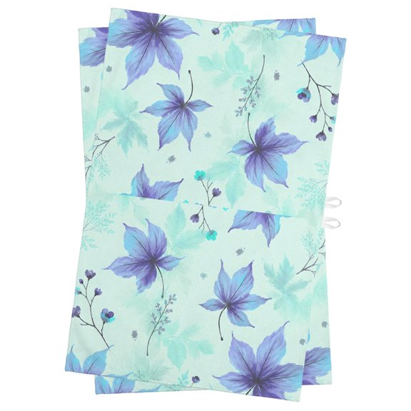 Blue Maple Leaf Kitchen Towels Dish Towel Pack of 2 Fall Small Berry Stems Cottagecore Country Soft Dish Cloth Set Absorbent Dishcloth for Drying Dishes, Hand Towels 18 x 28 Inches