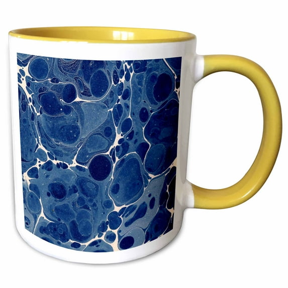3drose, Blue Marbelized, 15oz Two-tone Yellow Mug