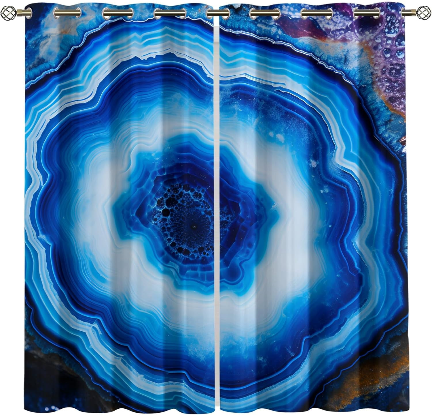 Blue Marble Abstract Art Blackout Curtains, Modern Texture Grommet ...