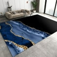 thumbnail image 1 of Blue Marble Area Rugs, Golden Abstract Striped Texture Outdoor Carpet, Modern Indoor Washable Non-Slip Breathable Durable Rug 3ft x 4ft, 1 of 6