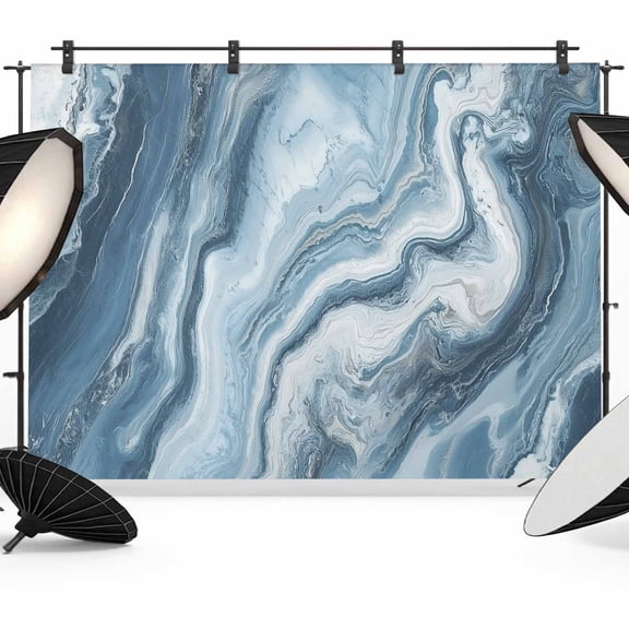Blue Marble Backdrop for Photoshoot, Photography Photo Studio Background Wall Backdrop, Abstract Ink Painting Art Modern Back Drop Banner Panel for Portraits Wedding Party Live Streaming Decor 7x5Ft