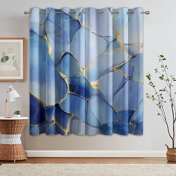 Blue Marble Blackout Curtains for Living Room, Bedroom, Abstract Modern ...