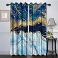 thumbnail image 1 of Blue Marble Blackout Window Curtains Various Blue Gold Texture Print Curtain With Grommet Modern Luxury Gold Glitter Darkening Drapes For Living Room Bedroom Decor 26"W x 45"L (Pack of 2), 1 of 6