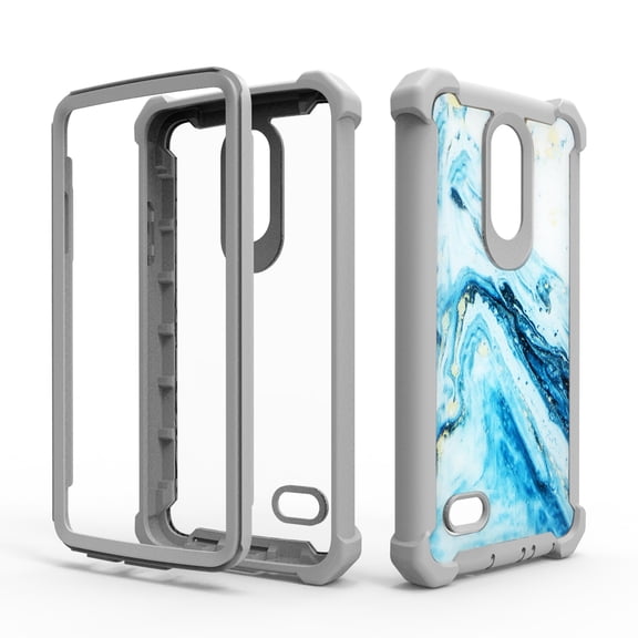 Blue Marble Case for LG Aristo 2 Aristo 3 Full Body Phone Cover Hybrid Military Grade Dual Layer Defender Shockproof Protective Heavy-Duty Cases