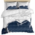 thumbnail image 1 of Blue Marble Crack Bedding 3 Piece Duvet Cover Set Queen Size, Modern Abstract Geometric Texture Soft Microfiber Comforter Cover with Zipper Closure & Pillowcases, Wrinkle & FadeResistant Quilt Cover, 1 of 9