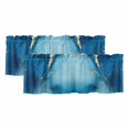 thumbnail image 1 of Blue Marble Curtain Valances for Windows, Kitchen Valance Window Treatments Panel 2 Pack, Abstract Yellow Ink Painting Modern Rod Pocket Short Curtains for Bathroom Bedroom 54 x 18 Inch, 1 of 8
