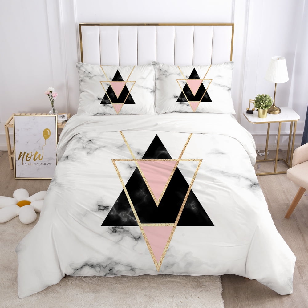 Feelyou Black Gold Abstract Art Line 7 Piece Bedding Set Full Size Modern Geometric Print Comforter Set With Sheets For Kids Boys Girls Bedroom Decor Minimalist Ink Line Bed In A