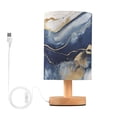 thumbnail image 1 of Blue Marble with Gold Bedside Table Lamp LED Warm Lights with USB Charging Port Retro Cylinder Desk Lamps for Bedroom Living Room Office Coffee Bar Decoration, 1 of 7