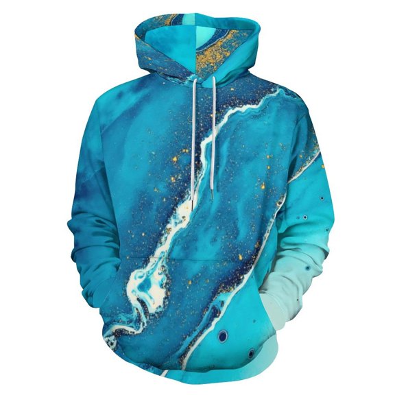 Blue Marble Gold Glitter Art Men's Women New Sweatshirt Hoodie Men's Plus Size Sweatshirt Hooded Sweatshirt 3d Printed Street Men's Cloth