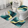 thumbnail image 1 of Blue Marble Gold Line Pattern Bathroom Rugs Sets 3 Piece,Toilet Cover Set,Absorbent Non Slip Bathroom Mats Sets with U-Shaped Contour Rug Toilet Rug Set, 1 of 5