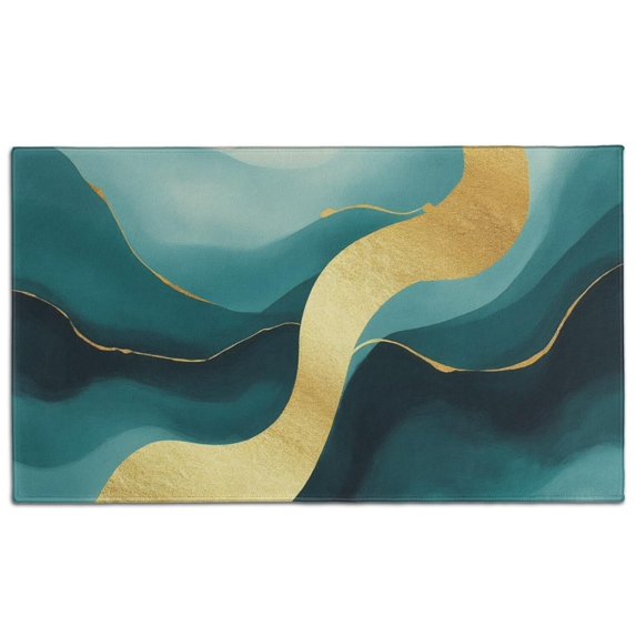 Blue Marble Gold Line Pattern Door Rugs,Washable Non Slip Door Mats Indoor,Decorative Door Mats,Entry Mat Indoor for Entrance,Bedroom,Kitchen,Bathroom,17"x30"
