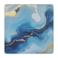 thumbnail image 1 of Blue Marble Gold Line Pattern Square Fitted Tablecloth with Elastic Edge,Square Table Cover,Washable Elastic Table Cover for Home Kitchen Party Decor 34"x34", 1 of 6