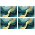 thumbnail image 1 of Blue Marble Gold Line Pattern Summer Placemats Table Placemats Set Of 4-Linen Kitchen Washable Placemats Table Mats 11.8"x17.7" Non-Slip Heat Resistant, 1 of 6