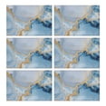 thumbnail image 1 of Blue Marble Gold Line Pattern Summer Placemats Table Placemats Set Of 6-Linen Kitchen Washable Placemats Table Mats 11.8"x17.7" Non-Slip Heat Resistant, 1 of 5