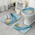 thumbnail image 1 of Blue Marble Gold Pattern Bathroom Rugs Sets 3 Piece,Toilet Cover Set,Absorbent Non Slip Bathroom Mats Sets with U-Shaped Contour Rug Toilet Rug Set, 1 of 5