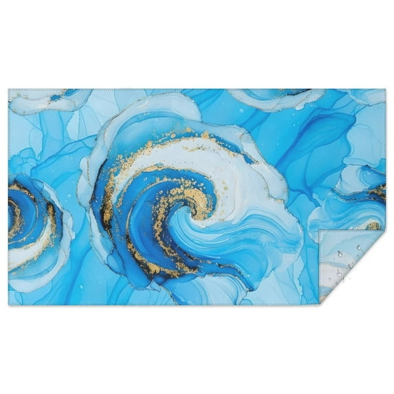 Blue Marble Gold Swirl Pattern Rectangle Tablecloth 60"x102",Waterproof Polyester Rectangle Table Cloth, Wipeable Spillproof Polyester Tablecloth for Dining, Camping, Indoor and Outdoor