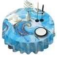 thumbnail image 1 of Blue Marble Gold Swirl Pattern Round Tablecloth 60"x60",Wrinkle Wipeable Table Cloth for Kitchen Dining Room Picnic Patio Party, 1 of 6