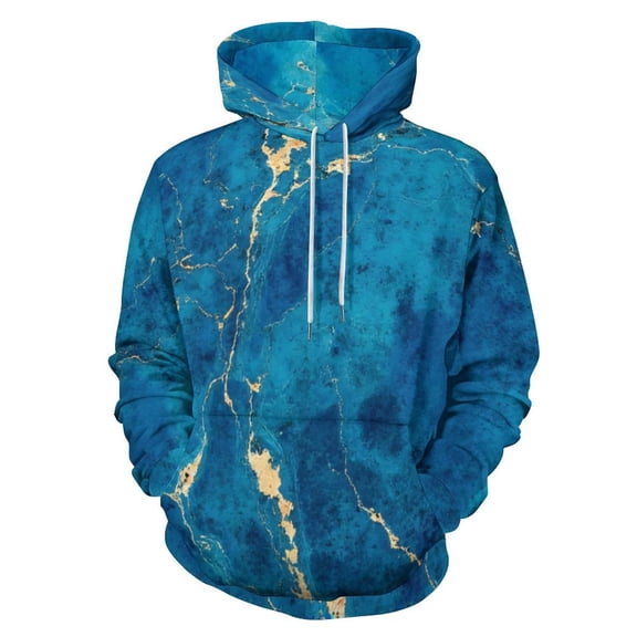 Blue Marble Gold Vein Art Print-3 Men's Women New Sweatshirt Hoodie Men's Plus Size Sweatshirt Hooded Sweatshirt 3d Printed Street Men's Cloth