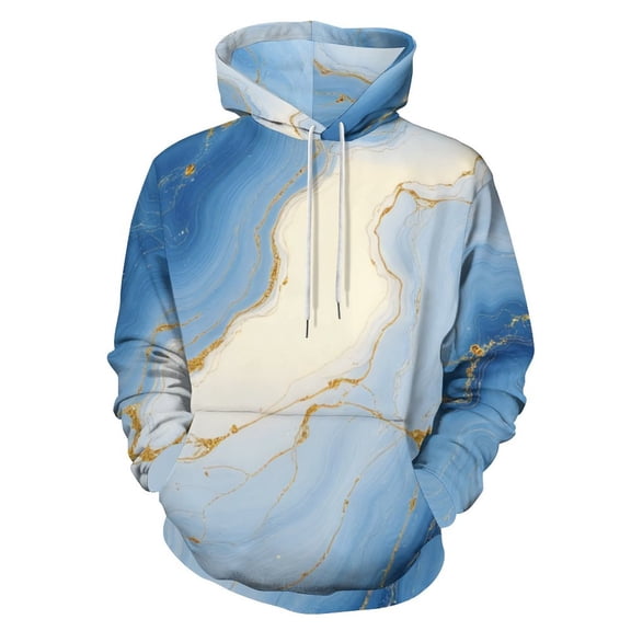 Blue Marble Gold Vein Art Print 3D Print Hoodie Men Women Autumn Thin Pullover Sweatshirt Vintage Streetwear Tops