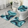 thumbnail image 1 of Blue Marble Gold Wave Pattern Bathroom Rugs Sets 3 Piece,Toilet Cover Set,Absorbent Non Slip Bathroom Mats Sets with U-Shaped Contour Rug Toilet Rug Set, 1 of 5