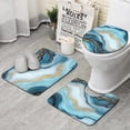 thumbnail image 1 of Blue Marble Gold Wave Pattern Bathroom Rugs Sets 3 Piece,Toilet Cover Set,Absorbent Non Slip Bathroom Mats Sets with U-Shaped Contour Rug Toilet Rug Set, 1 of 5