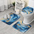 thumbnail image 1 of Blue Marble Gold Wave Pattern Bathroom Rugs Sets 3 Piece,Toilet Cover Set,Absorbent Non Slip Bathroom Mats Sets with U-Shaped Contour Rug Toilet Rug Set, 1 of 5