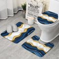 thumbnail image 1 of Blue Marble Gold Wave Pattern Bathroom Rugs Sets 3 Piece,Toilet Cover Set,Absorbent Non Slip Bathroom Mats Sets with U-Shaped Contour Rug Toilet Rug Set, 1 of 5