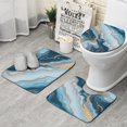 thumbnail image 1 of Blue Marble Gold Wave Pattern Bathroom Rugs Sets 3 Piece,Toilet Cover Set,Absorbent Non Slip Bathroom Mats Sets with U-Shaped Contour Rug Toilet Rug Set, 1 of 5