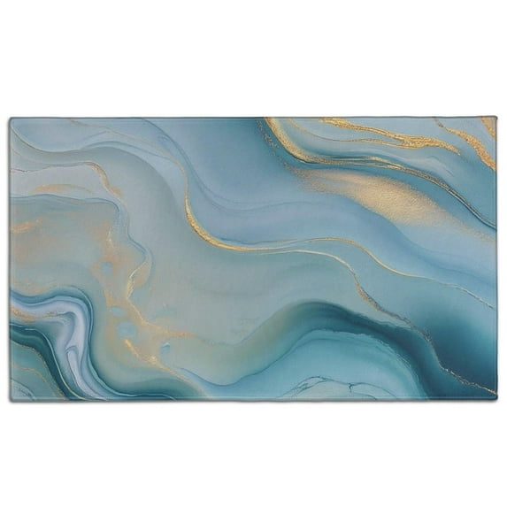 Blue Marble Gold Wave Pattern Door Rugs,Washable Non Slip Door Mats Indoor,Decorative Door Mats,Entry Mat Indoor for Entrance,Bedroom,Kitchen,Bathroom,17"x30"